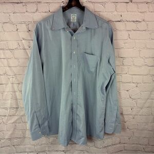 brooks brothers classic non-iron  Blue Dress Shirt Long Sleeve sz 17.5 36